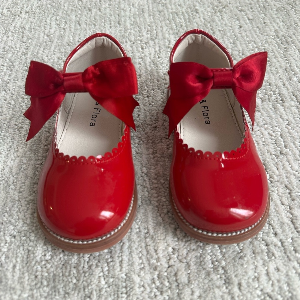Felix & Flora Mary Jane shoes | Red with bow | Size toddler 8